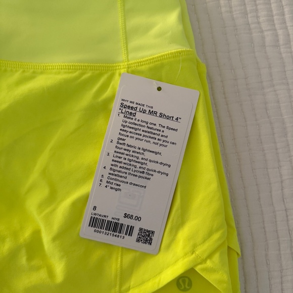 Lululemon MR Speed Up Short 4" Lined in Highlight Yellow (Size 8) - Picture 5 of 5